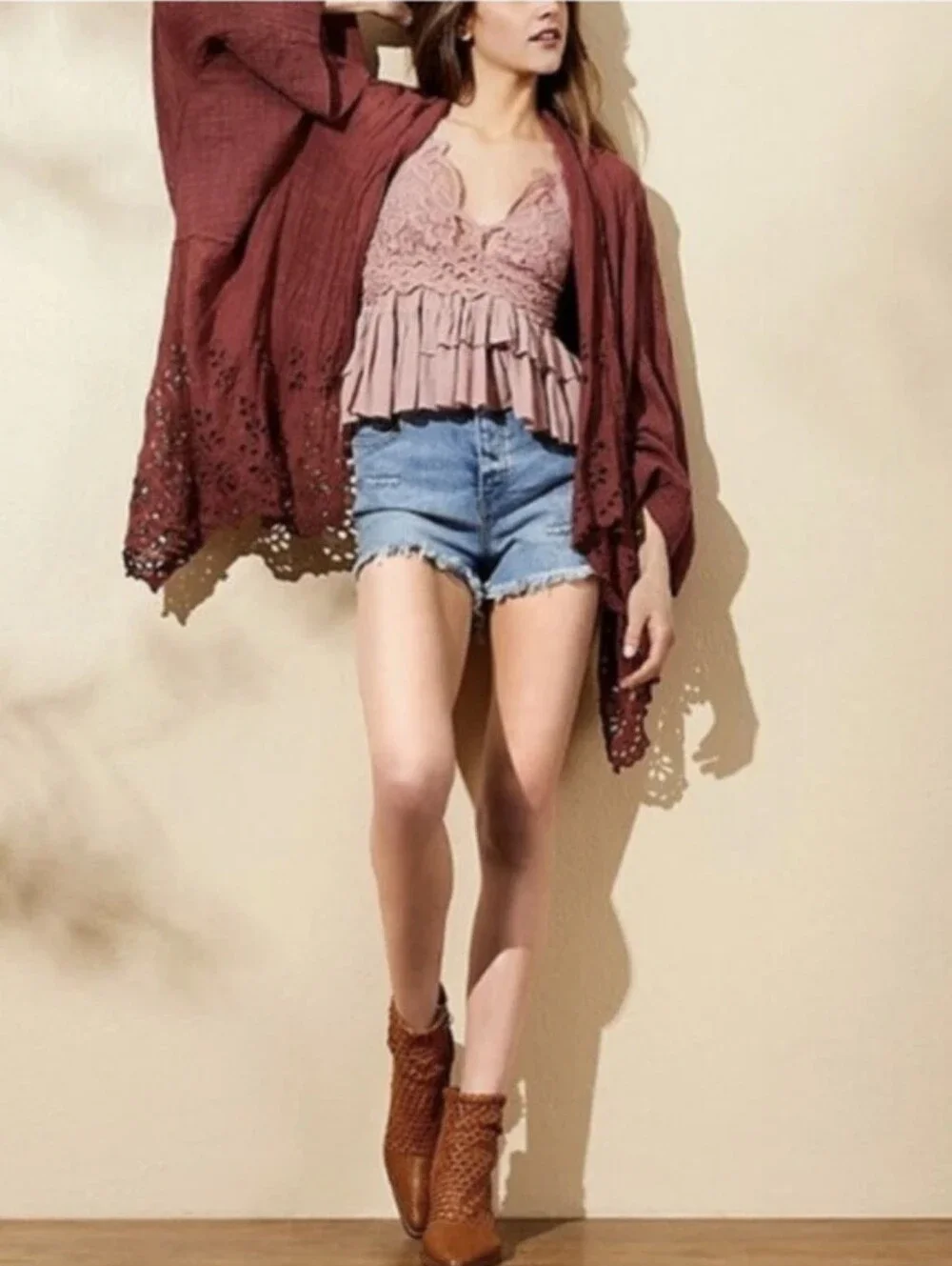 Free People Amaira Kimono Open Drape Jacket Size XS/S